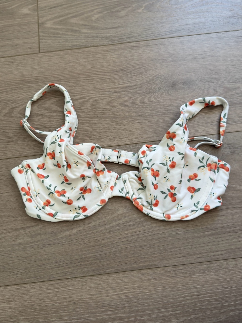 Abercrombie & Fitch Cream Bikini Top with Orange Fruit Print
